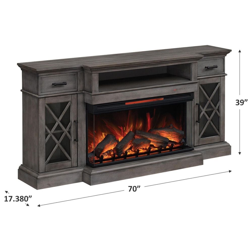 Fabio Flames Hamilton Panorama Media Mantel in Weathered Gray, , large