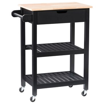 CorLiving Sage 1-Drawer Kitchen Cart in Black, , large