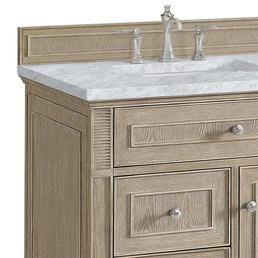 James Martin Vanities Lorelai 36&quot; Single Vanity in Whitewashed Oak with 3 cm Carrara White Marble Top, , large