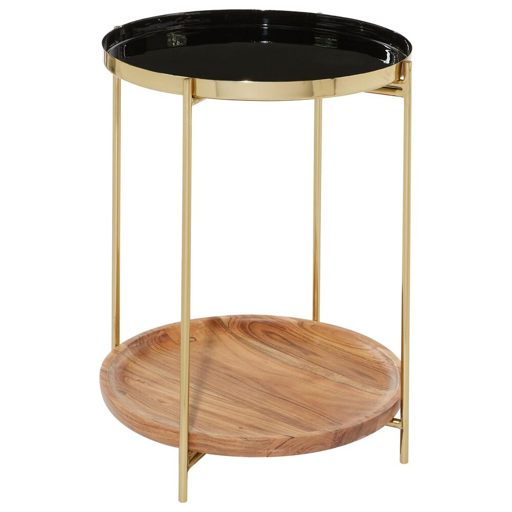 Maple and Jade Contemporary Metal Accent Table in Black and Gold , , large