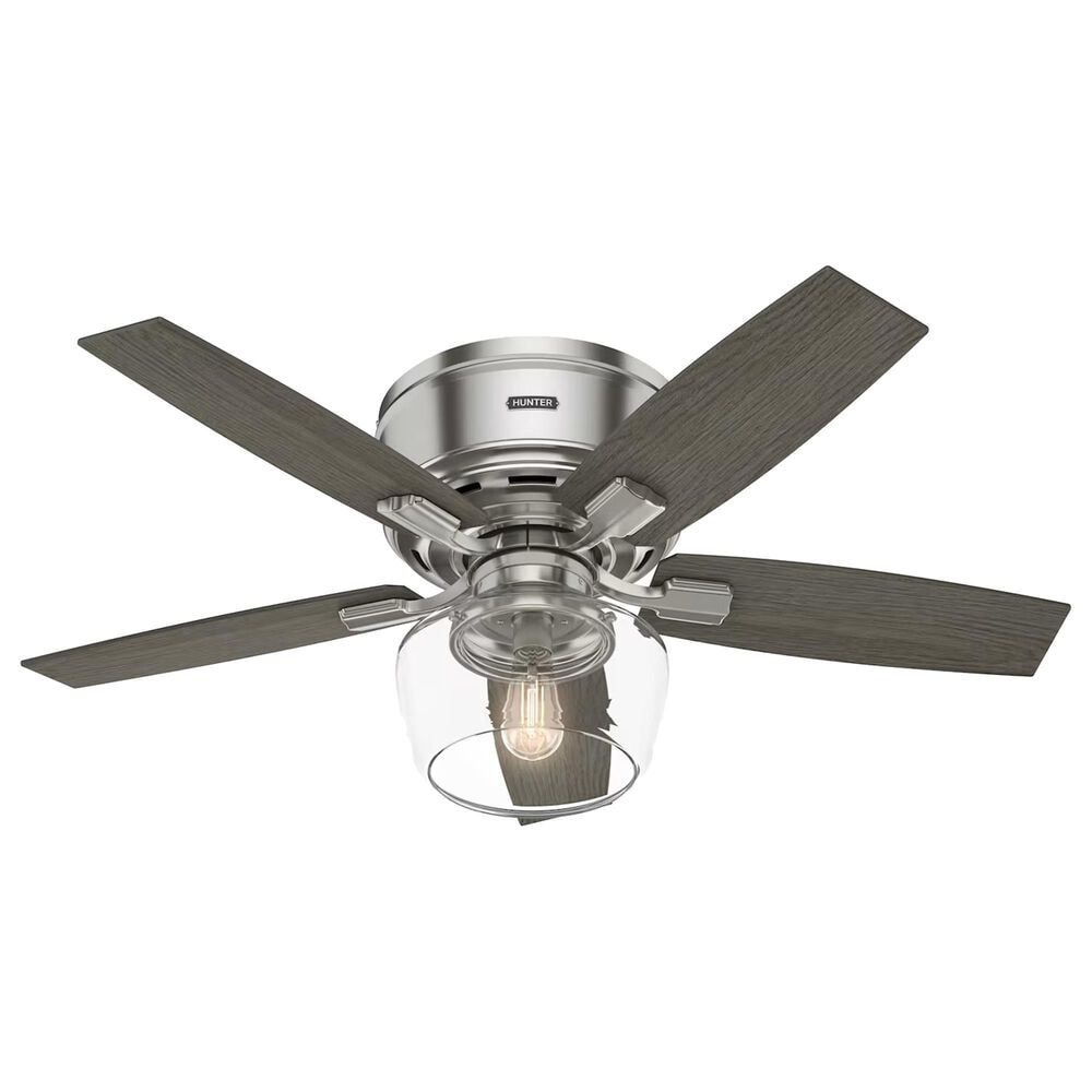 Hunter Bennett Low Profile 44&quot; Ceiling Fan with LED Light in Brushed Nickel, , large