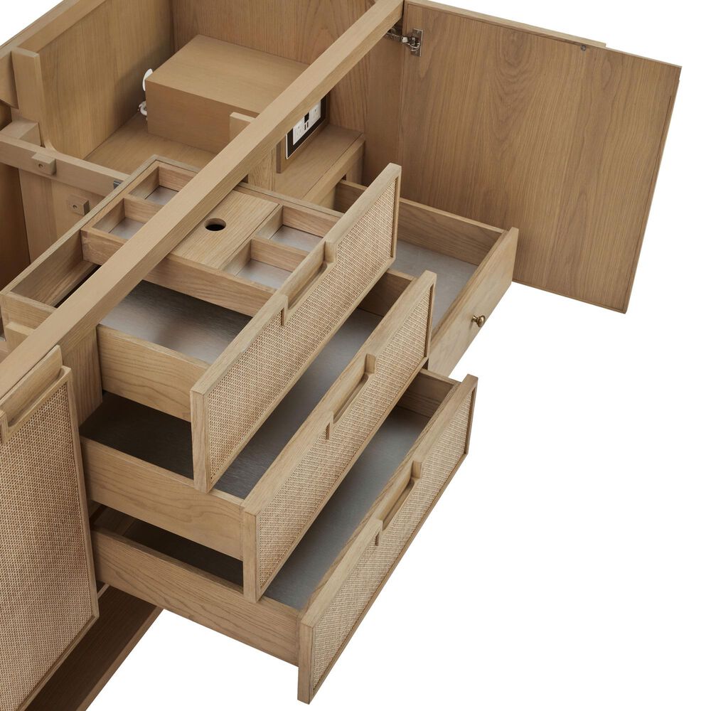 James Martin Vanities Solene 72" Double Bathroom Vanity in Seaside Oak with 3 cm Ethereal Noctis Quartz Top, Rectangular Sinks and FreePower Wireless Charger, , large