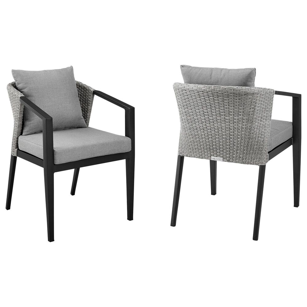 Blue River Palma Outdoor Dining Chair with Dark Grey Cushion in Black and Grey (Set of 2), , large