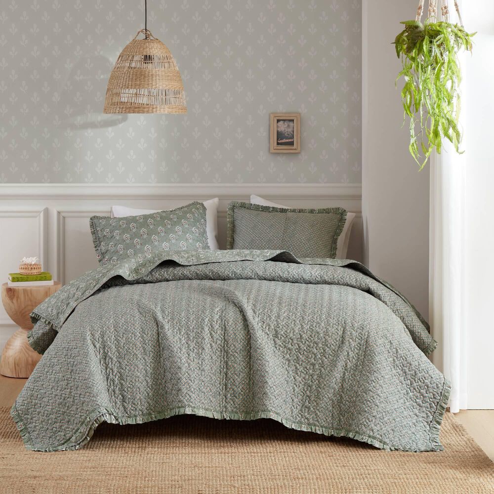Hampton Park Linwood 3-Piece Queen Quilt Set in Sage Green, , large