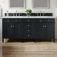 James Martin Vanities Brittany 72" Double Bathroom Vanity in Black Onyx with 3 cm Lime Delight Quartz Top and Rectangular Sinks, , large