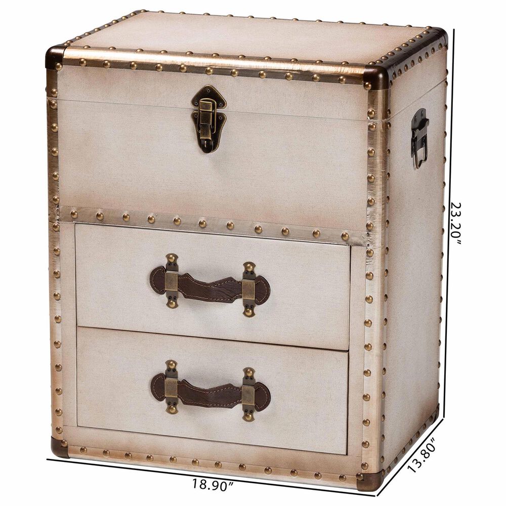 Baxton Studio Agatha 2-Drawer Storage Trunk in Beige, , large
