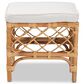 Baxton Studio Orchard Ottoman with Natural Brown Rattan in White, , large