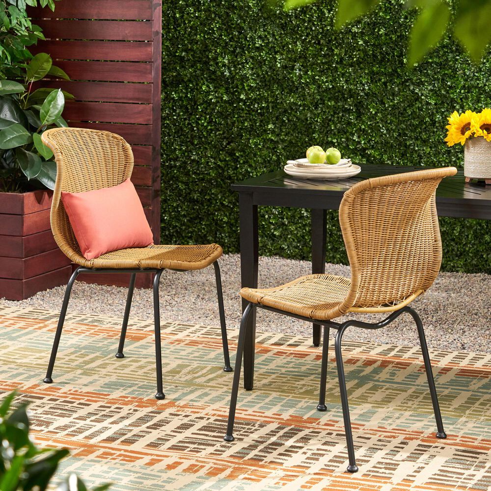 Hearth and Haven Boho Outdoor Chair in Light Brown &#40;Set of 2&#41;, , large