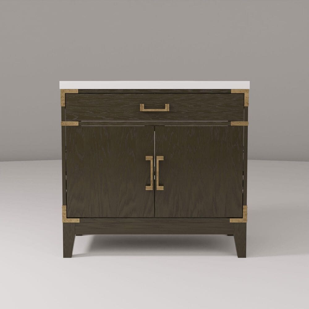 Lexora Home Laurel 36" Single Bathroom Vanity in Brown Oak with White Cultured Marble Top and Rectangular Sink, , large