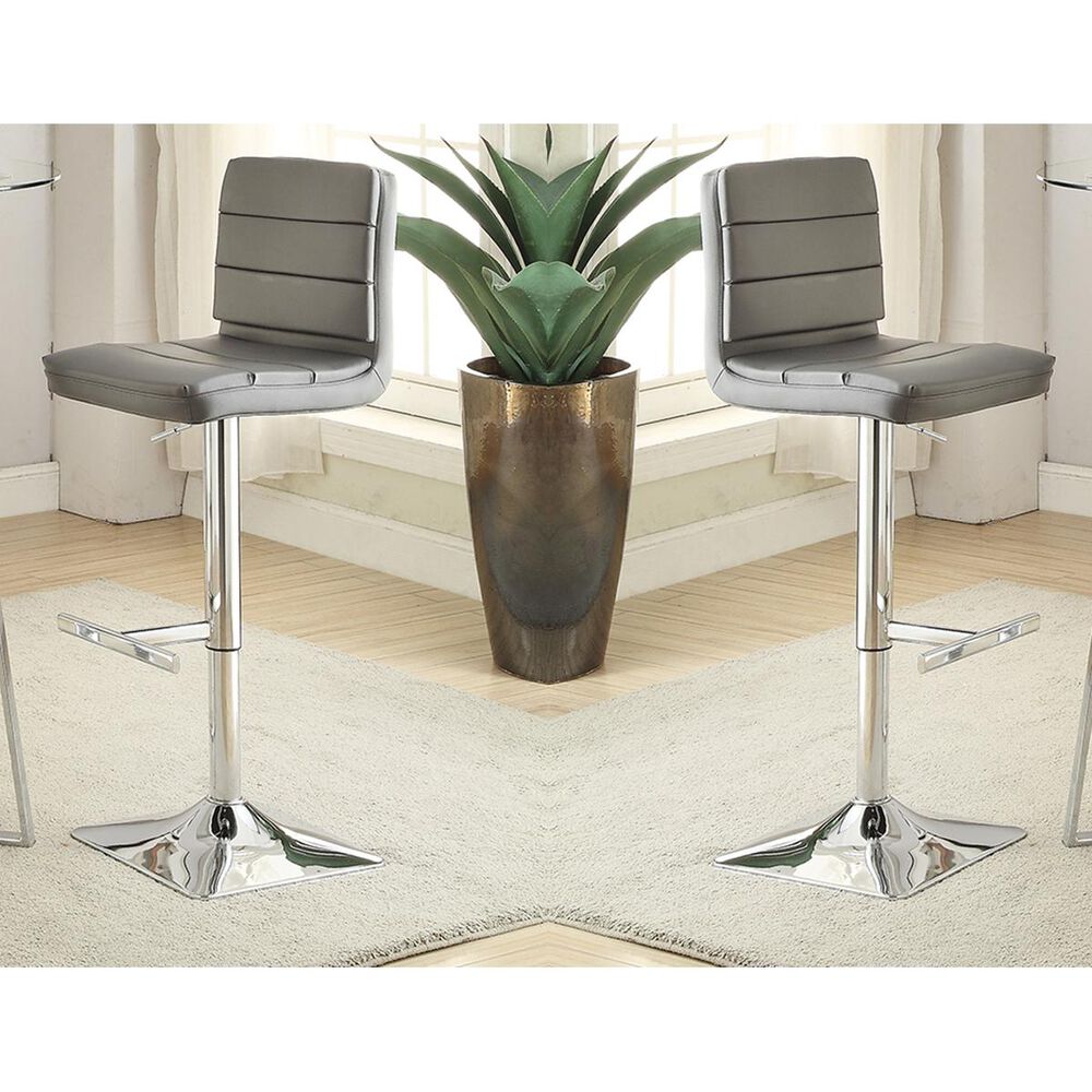 Pacific Landing Adjustable Bar Stool with Grey Upholstered in Chrome - Set of 2, , large