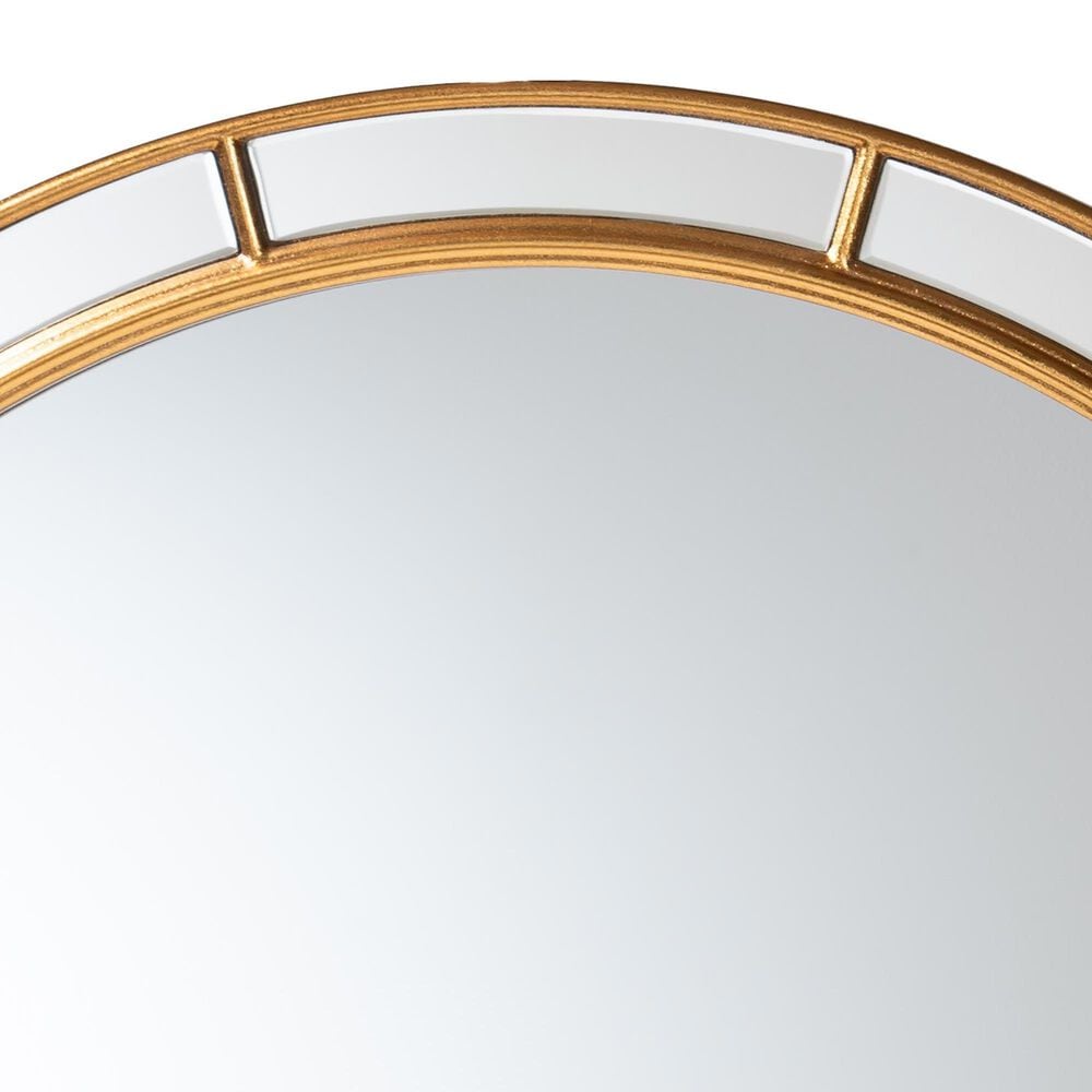 Baxton Studio Ulvi Round Accent Mirror in Antique Gold Leaf, , large