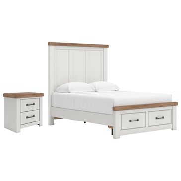 Ashley Savonport Full Storage Bed with Nightstand in White and Brown, , large