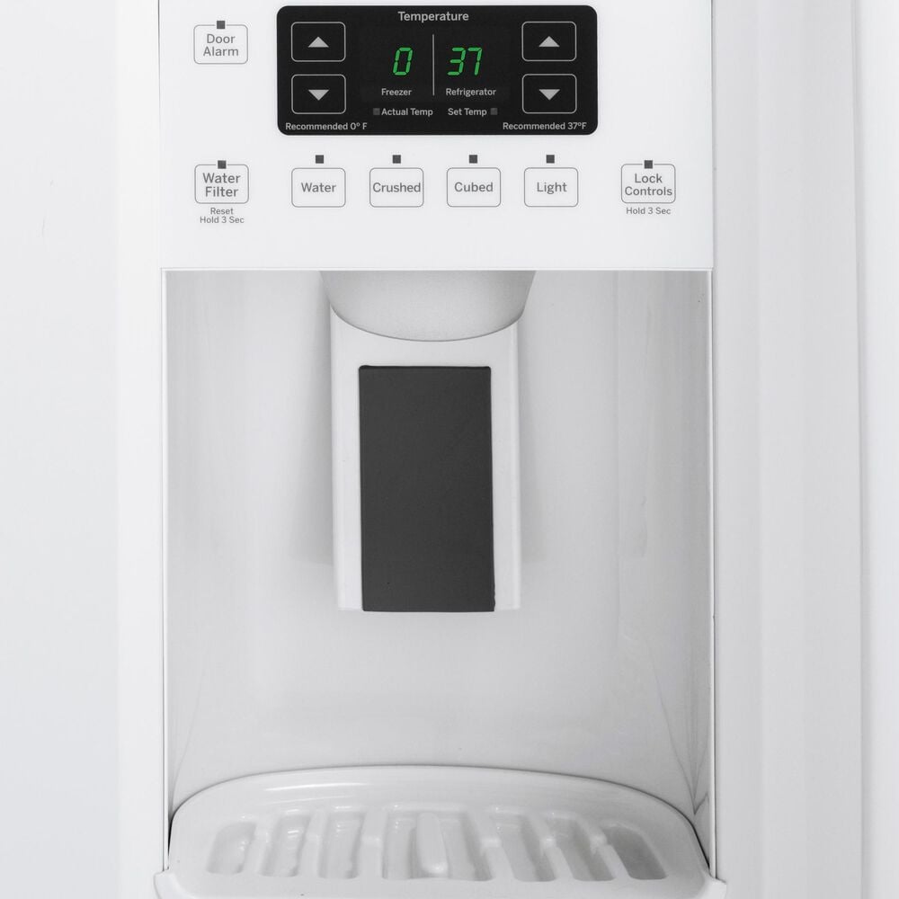 GE Appliances 21.9 Cu. Ft. Counter-Depth Side by Side Refrigerator in White, , large