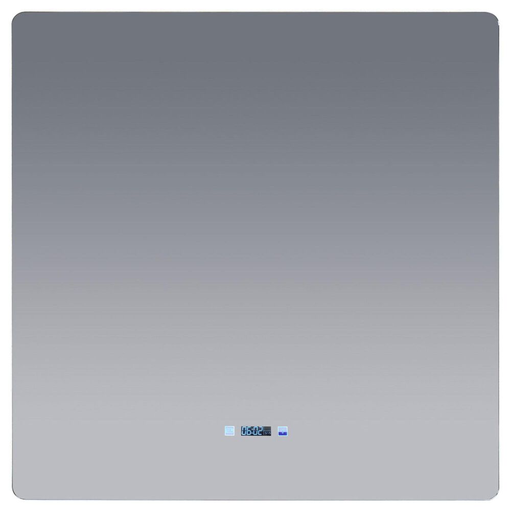 Lexora Home Lugano 36" x 36" LED Mirror with Defogger in Gray, , large