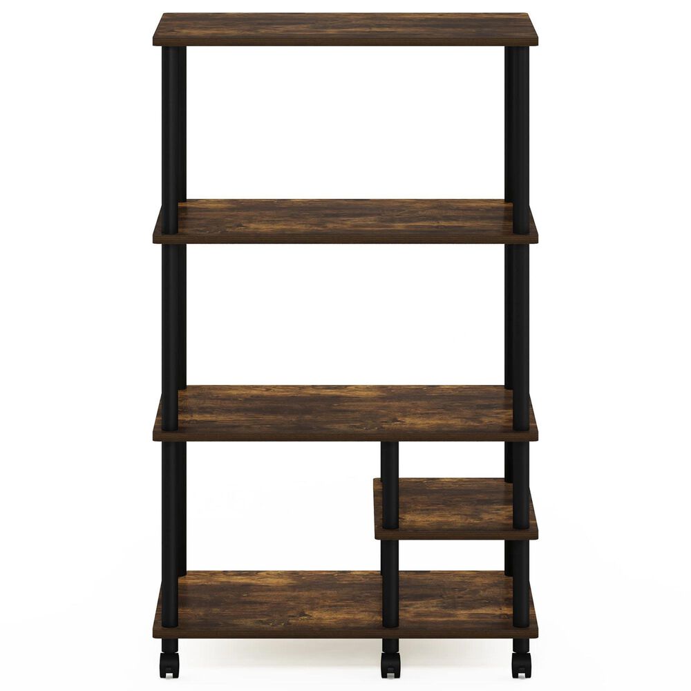 HOMLUX Turn-N-Tube 4-Tier Kitchen Storage Cart in Amber Pine and Black, , large