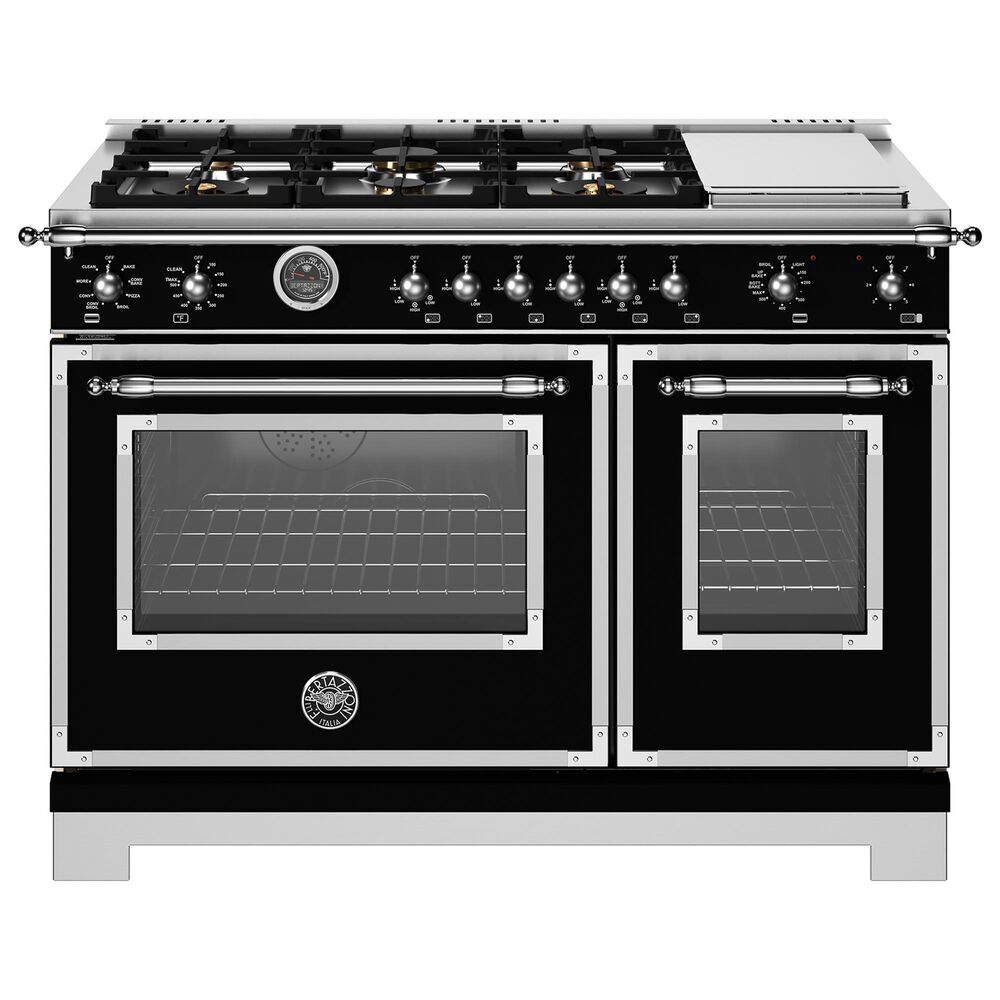 Bertazzoni Heritage 4.6 Cu. Ft. Freestanding Dual Fuel Range in Nero Black, , large