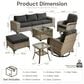HOMLUX 8-Piece All-weather Rattan Outdoor Patio Furniture Set in Black, , large