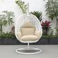 Leisuremod Patio Hanging Egg Swing Chair with Taupe Cushion in White, , large