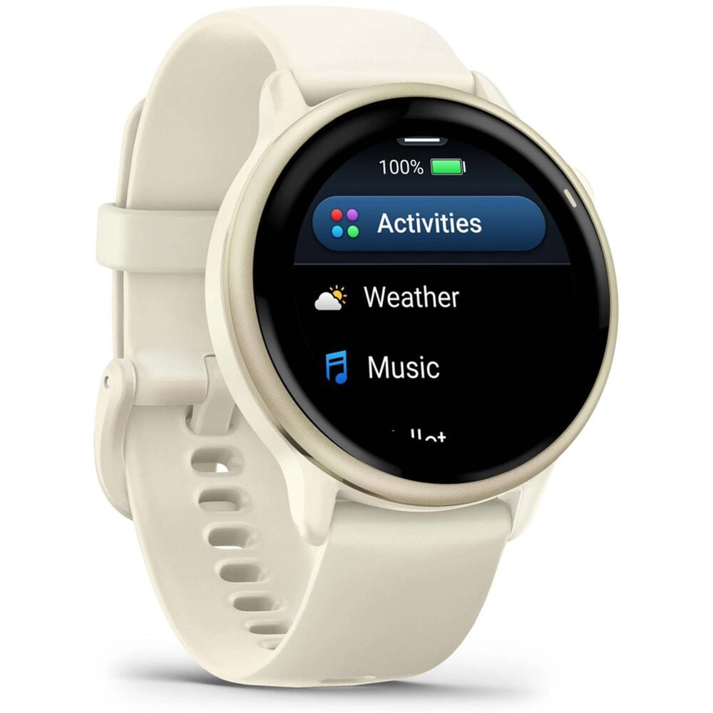 Garmin Vivoactive 6 Smartwatch 42mm Lunar Gold Aluminum Case with Bone Band, , large