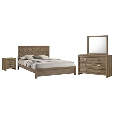Crown Mark Valor 4-Piece King Bedroom Set in Light Brown, , large