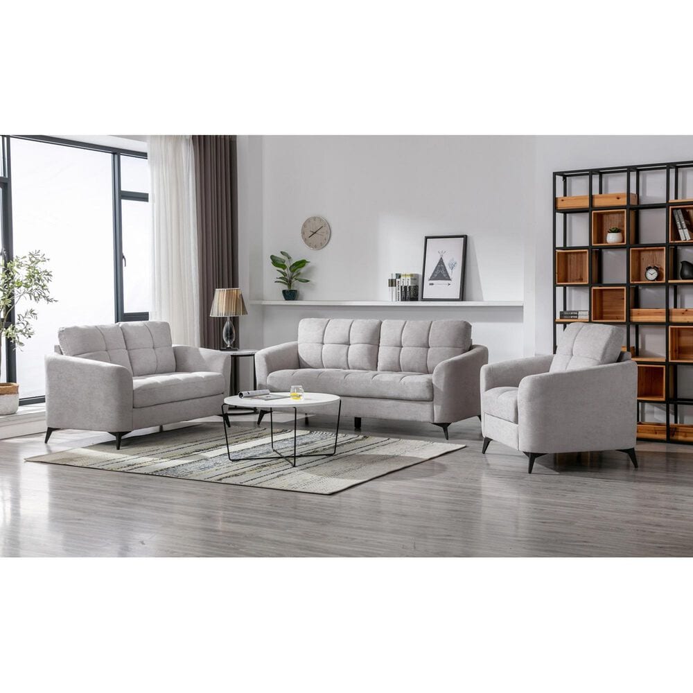 HOMLUX Sofa and Loveseat Set with Tufted Cushion in Light Gray, , large