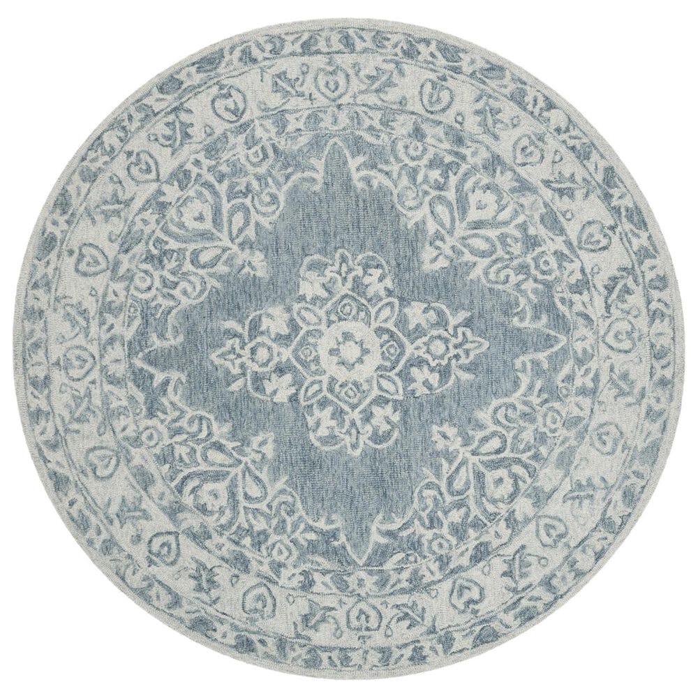 Safavieh Micro-Loop 5" Round Blue and Light Blue Area Rug, , large