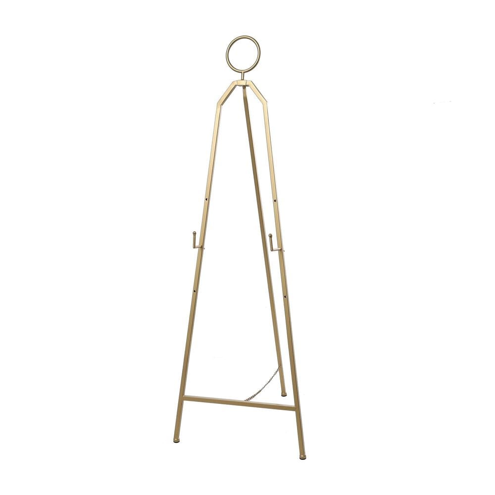 Maple and Jade 52" Adjustable 3-Tier Display Easel with Circular Ring Top in Polished Gold, , large