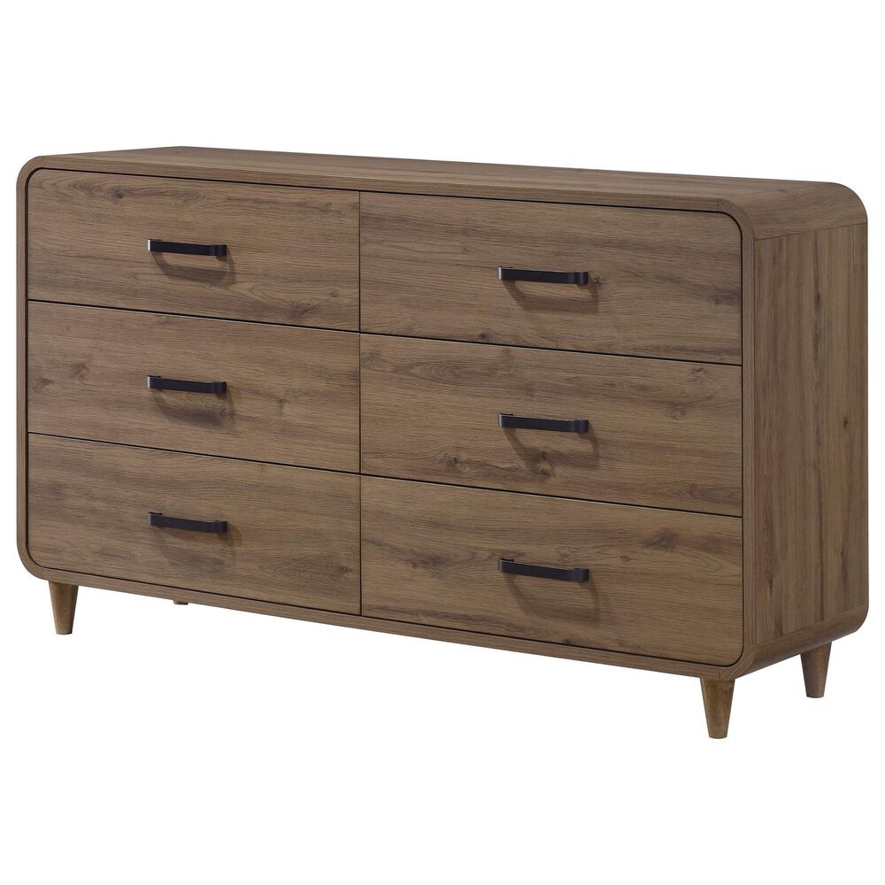 Crown Mark Nyomi King Panel Bed with Dresser, Chest and Two Nightstands in Light Brown, , large