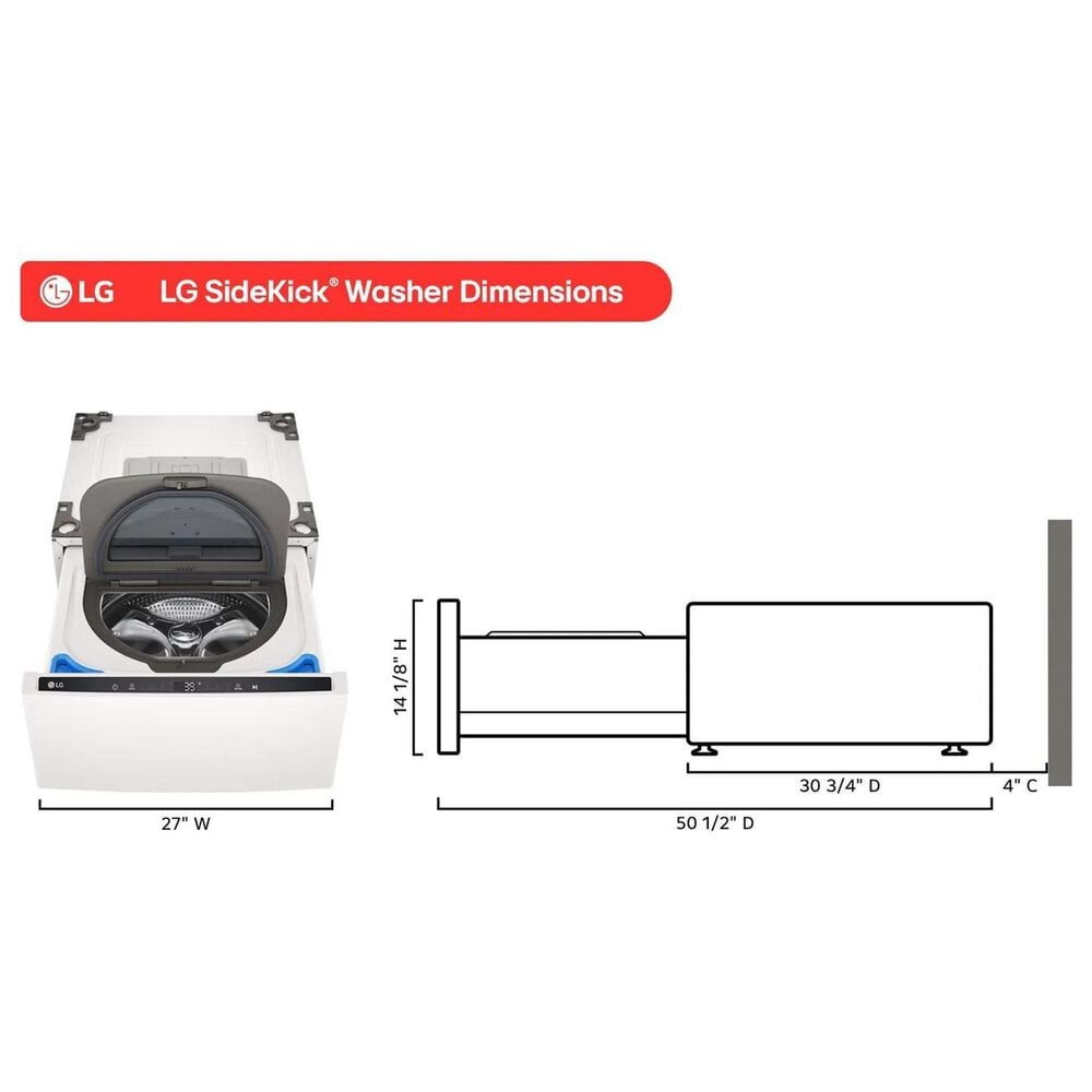 LG 27'' SideKick Pedestal Washer in Alpine White, , large