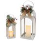 The Gerson Company 2-Piece Holiday Lantern Set with LED Candle and Floral Accent in White, , large
