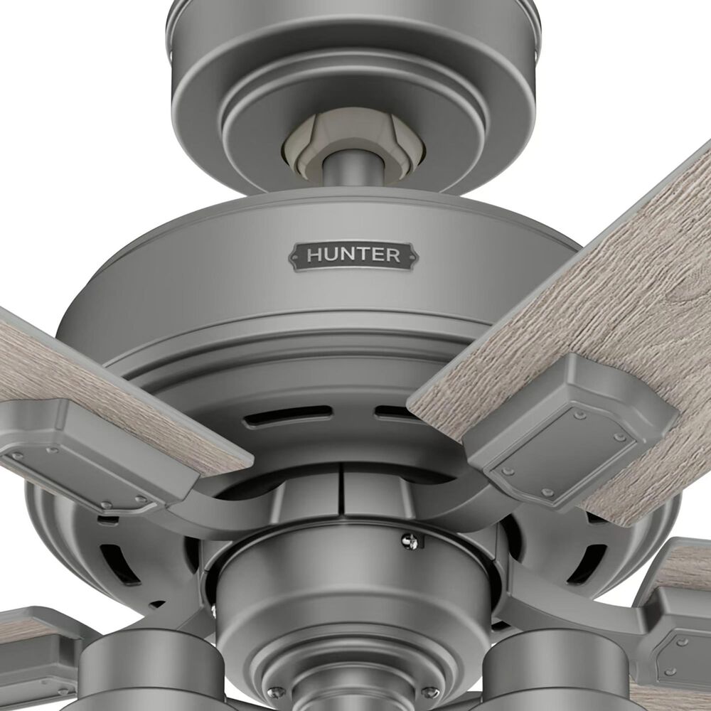 Hunter Hartland 52&quot; Clear Seeded Ceiling Fan with LED Lights in Matte Silver, , large