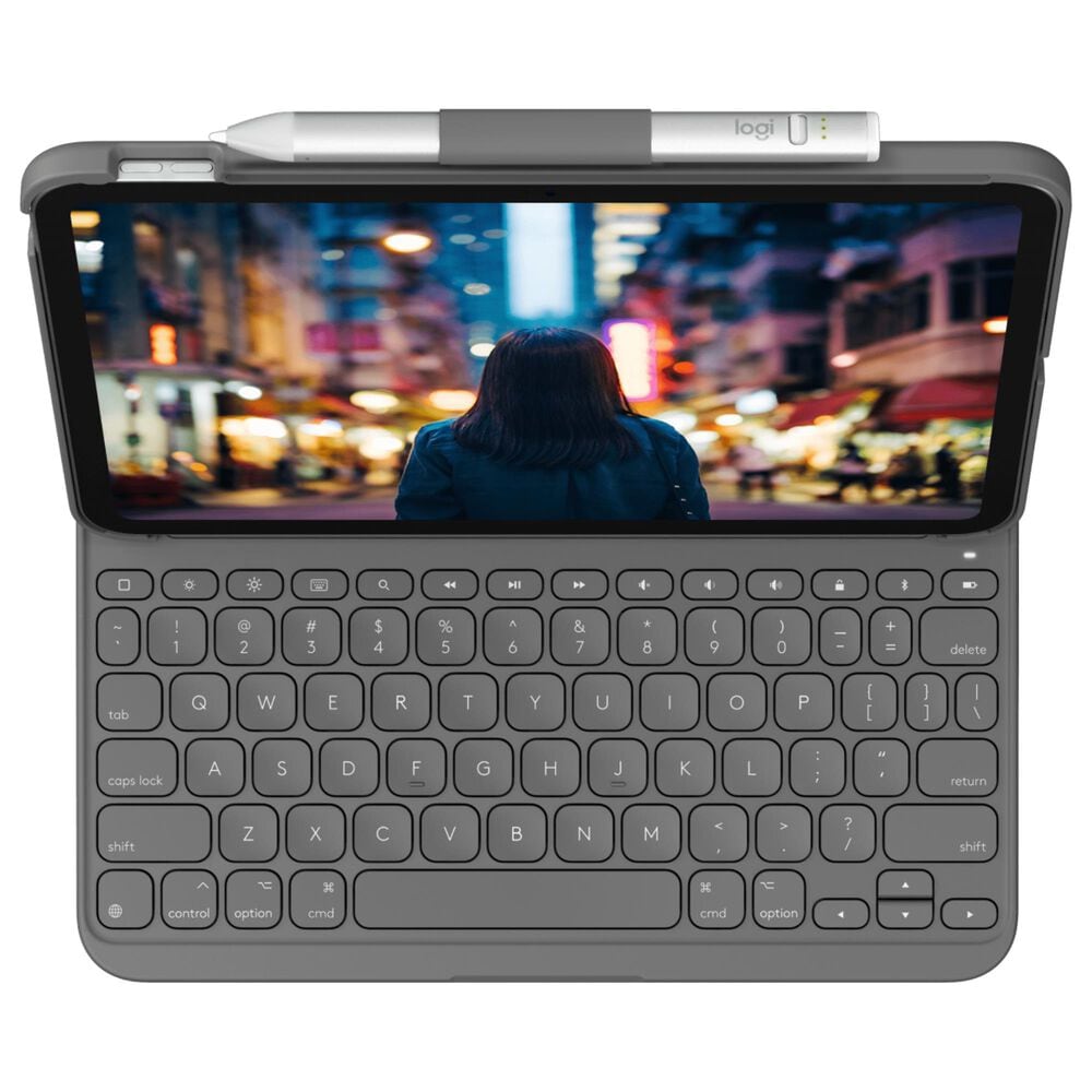 Logitech Slim Folio Keyboard Case for Apple iPad 10th Generation in Oxford Grey, , large