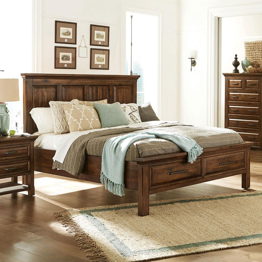 Cedar and Sage Hill Crest 4 Piece California King Storage Bedroom Set in Chestnut, , large