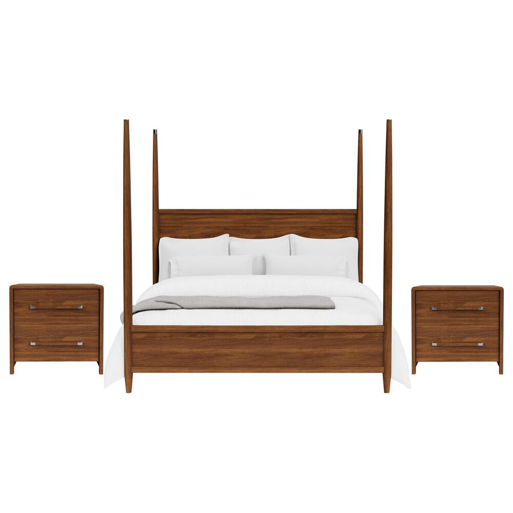 Shannon Hills Elsie King Bed with Two Nightstands in Classic Walnut, , large