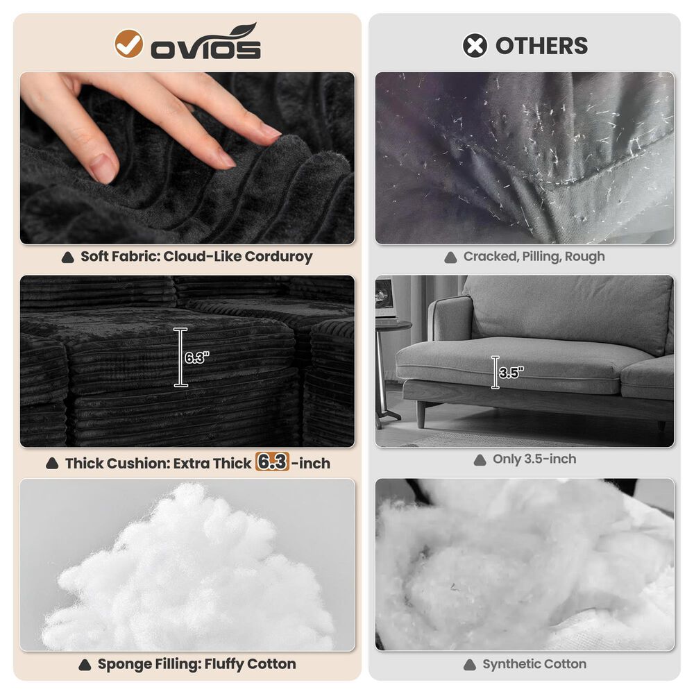 Noviland HOMLUX 5-Piece Mod Sectional with Chaise in Black, , large