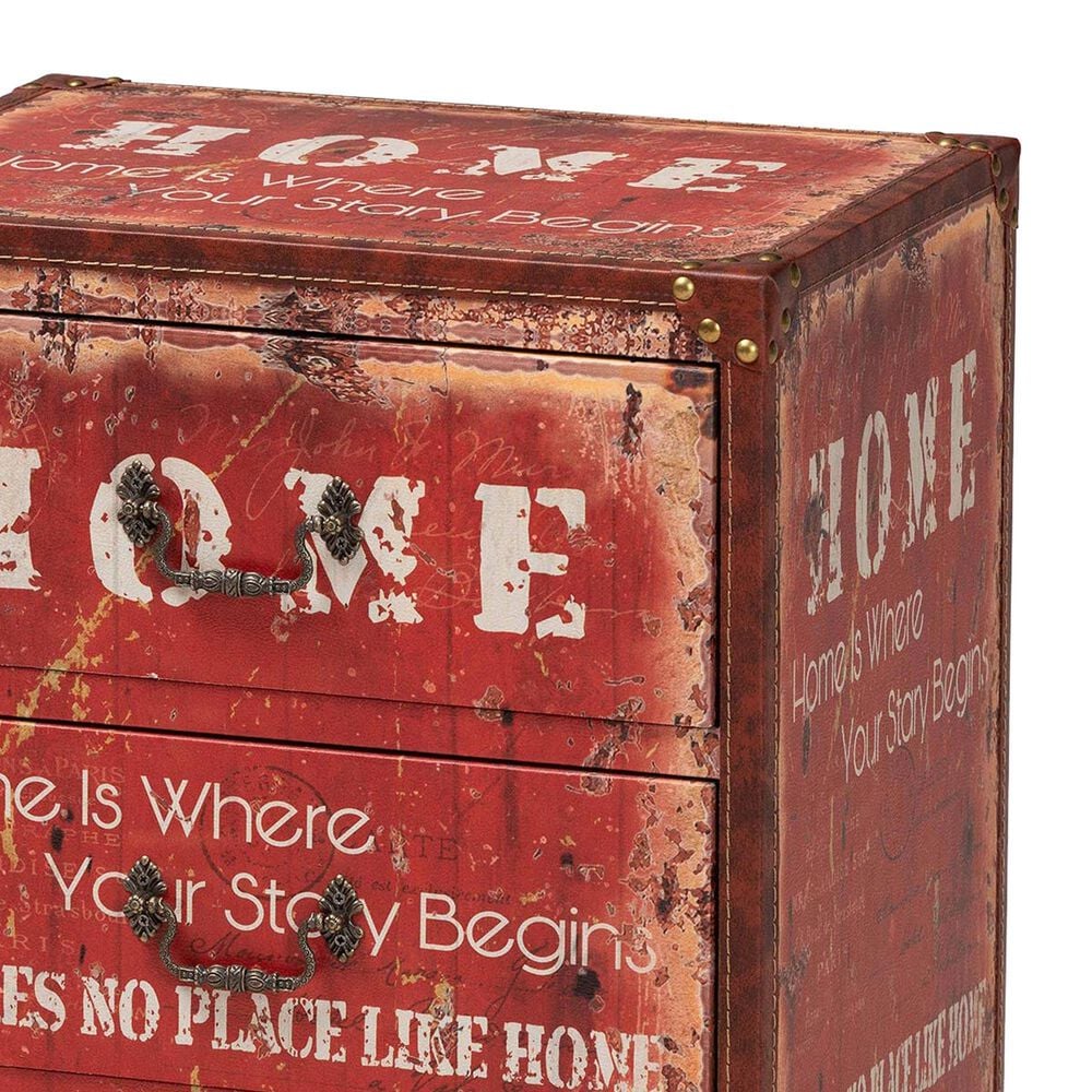 Baxton Studio Lorand 3-Drawer Storage Trunk in Red, , large