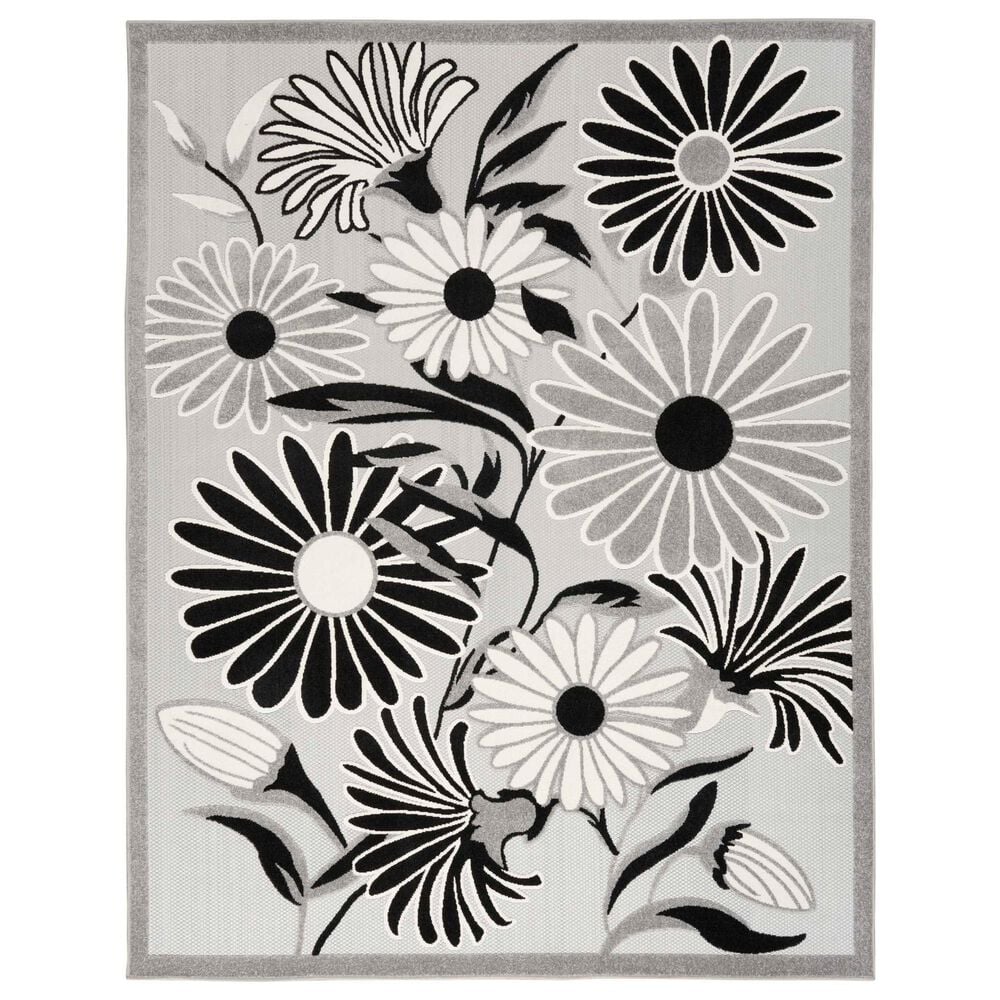 Nourison Aloha 6" x 9" Black and White Indoor/Outdoor Area Rug, , large