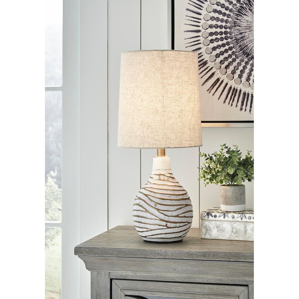Ashley Aleela Table Lamp in White and Gold, , large