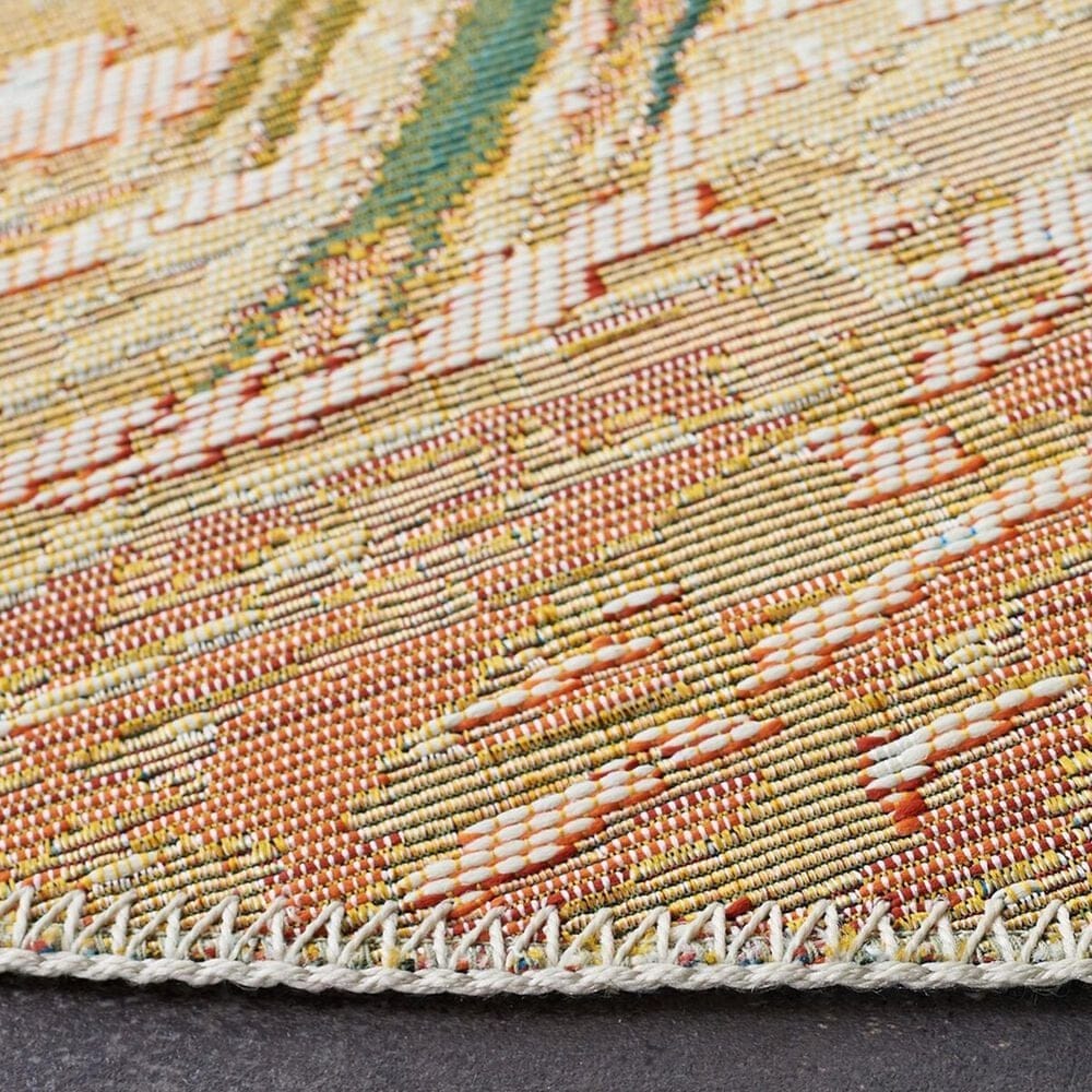 Safavieh Barbados Tropical Beach BAR560 5&#39;3&quot; Round Gold and Blue Indoor/Outdoor Area Rug, , large