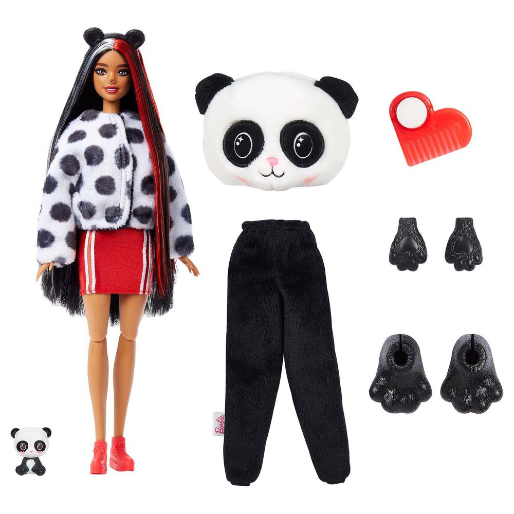 Barbie Cutie Reveal Doll with Panda Plush Costume and 10 Surprises, , large
