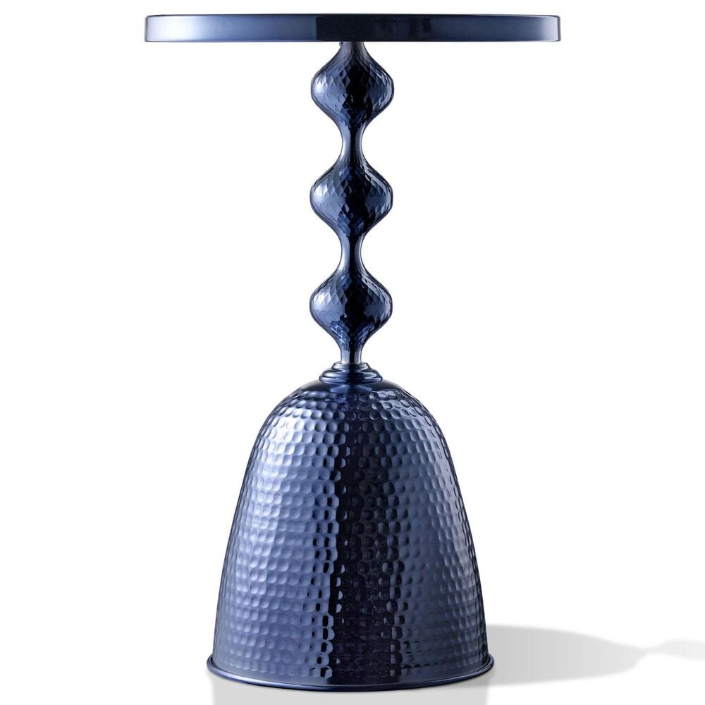 Furniture of America Gleam Round End Table in Polished Blue and Ocean, , large