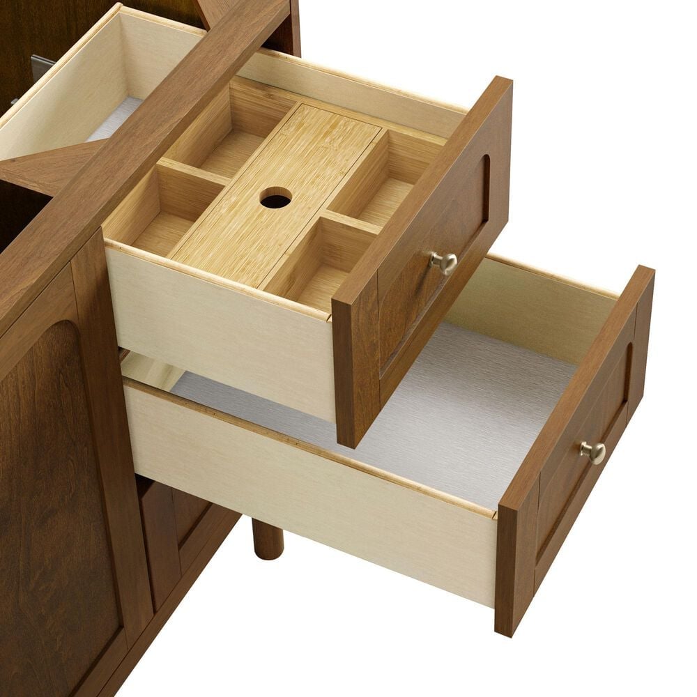 James Martin Laurent 60" Single Bathroom Vanity in Honey Oak with Single Hole 3 cm White Zeus Silestone Top and Rectangular Sink, , large