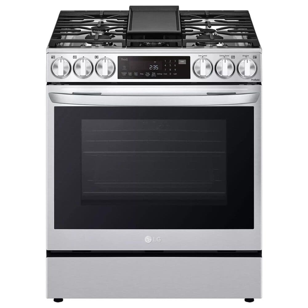 LG 2-Piece Kitchen Package with 6.3 Cu. Ft. Gas Range and Over-the-Range Microwave in Print Proof Stainless Steel, , large