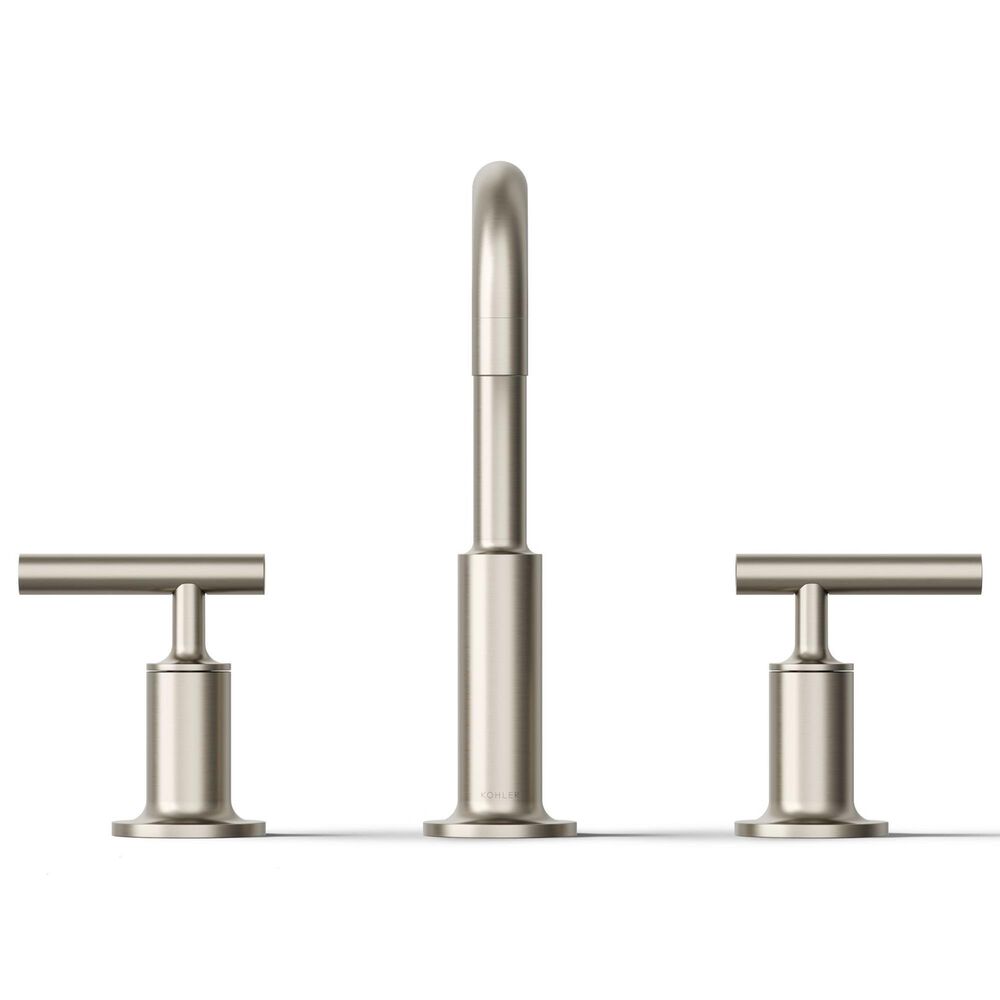 Kohler Purist Widespread Bathroom Sink Faucet with Lever Handles and High Gooseneck Spout in Vibrant Brushed Nickel, , large
