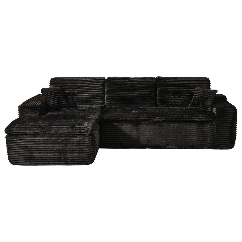 HOMLUX 105.5" Zero Assembly Sofa with Ergonomic Chaise Sectional in Black, , large