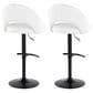 LumiSource Renee Adjustable Swivel Bar Stool with White Faux Leather Upholstery in Black (Set of 2), , large