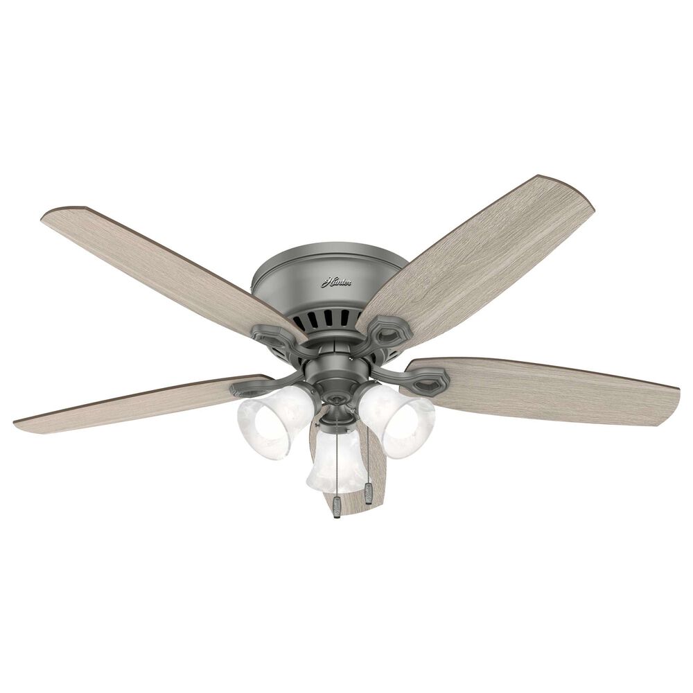Hunter Builder Low Profile 52" Ceiling Fan with Lights in Matte Silver, , large