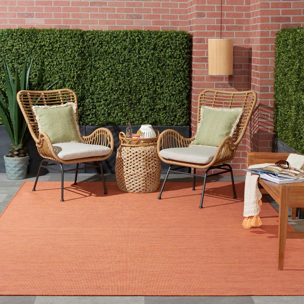 Nourison Positano 10&#39; x 14&#39; Terracotta Indoor/Outdoor Area Rug, , large