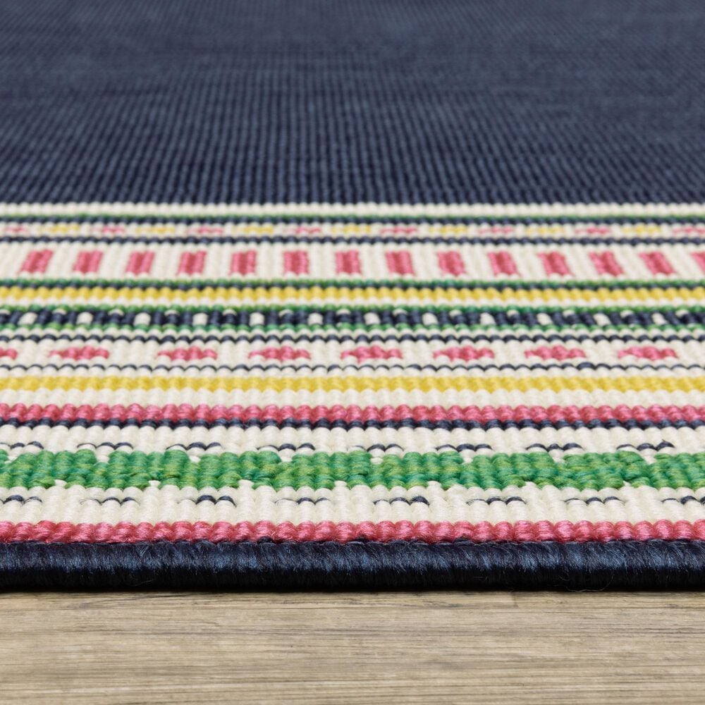Oriental Weavers Havana HAV06 Navy and Multicolor 1'10" x 7'3" Indoor/Outdoor Runner, , large