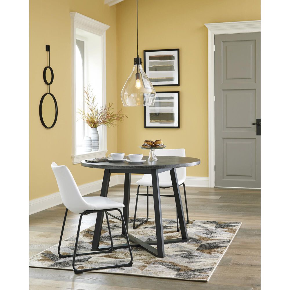 Signature Design by Ashley Centiar Round Dining Table in Black and Dark Charcoal, , large